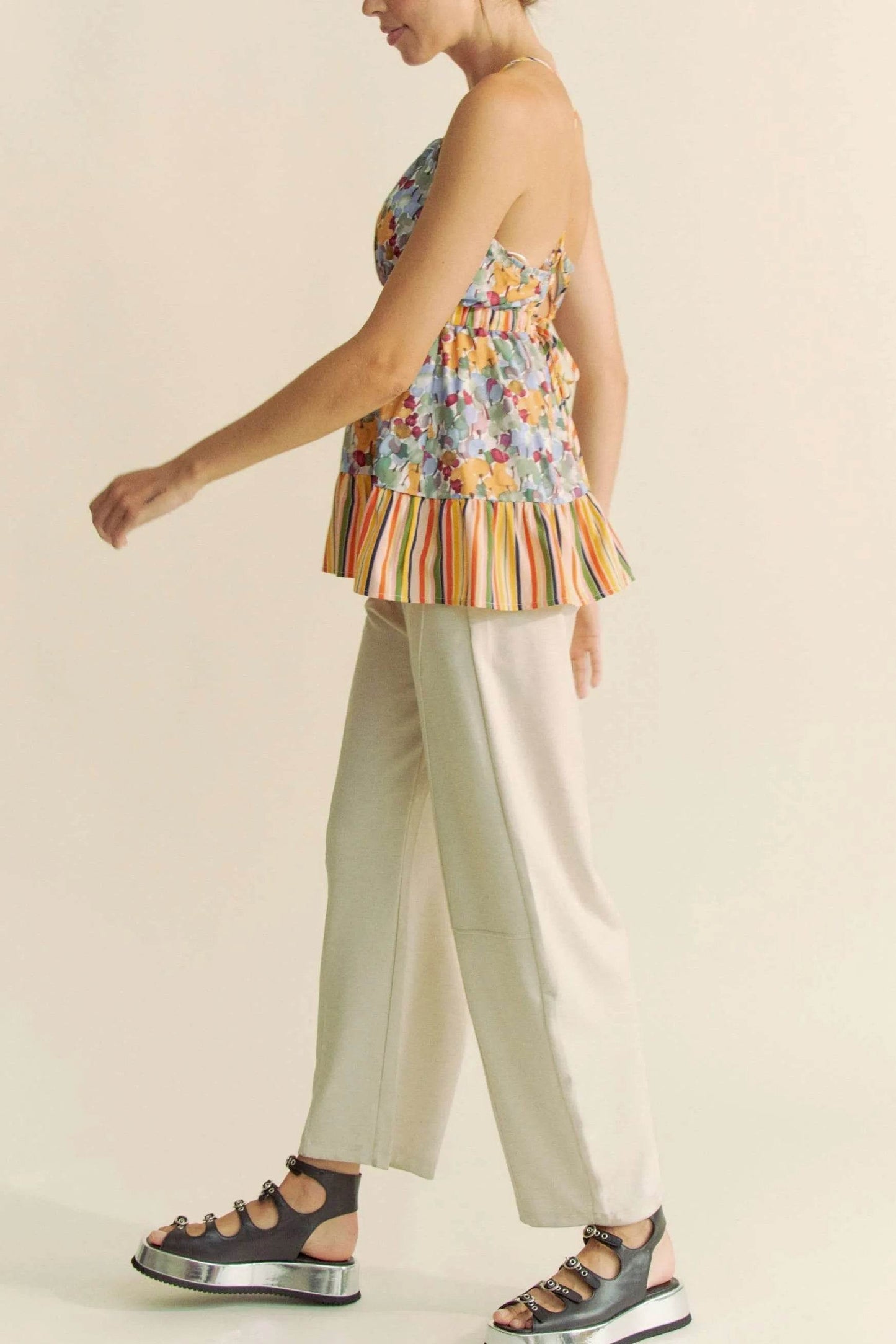 Davi & Dani Floral Smocked Sleeveless Ruffle Back Tie Top - Shop Style & More | Fresh Looks, Everyday Deals & Free Shipping