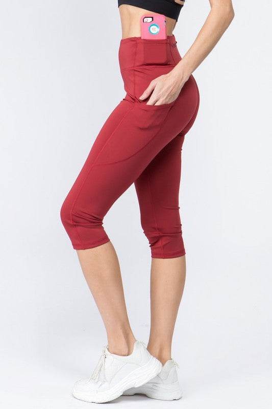 High Waist Tech Pocket Workout Capri Leggings - Shop Style & More | Fresh Looks, Everyday Deals & Free Shipping