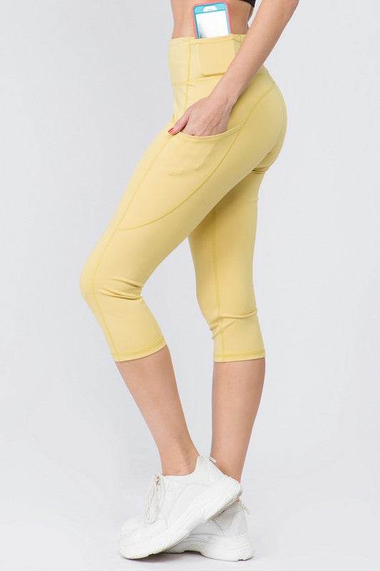 High Waist Tech Pocket Workout Capri Leggings - Shop Style & More | Fresh Looks, Everyday Deals & Free Shipping