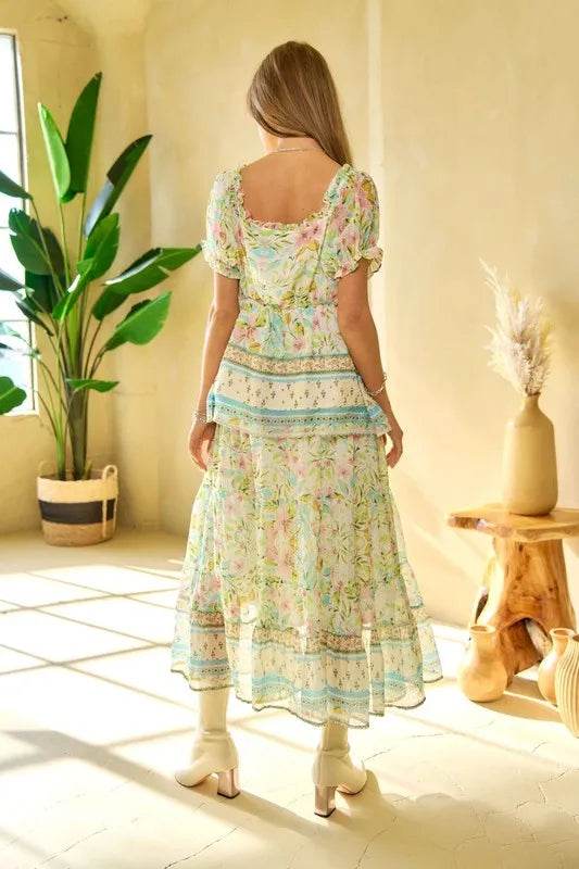 Davi & Dani Spring Floral Border Print Ruffled Textured Top - Shop Style & More | Fresh Looks, Everyday Deals & Free Shipping