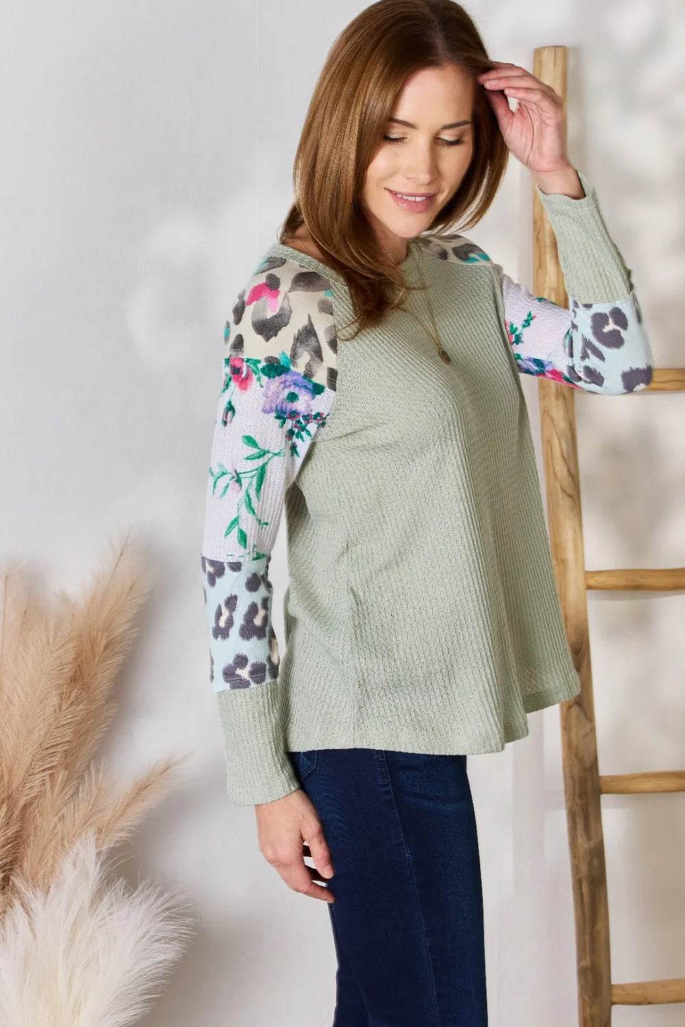 Hailey & Co Full Size Printed Round Neck Blouse - Shop Style & More | Fresh Looks, Everyday Deals & Free Shipping