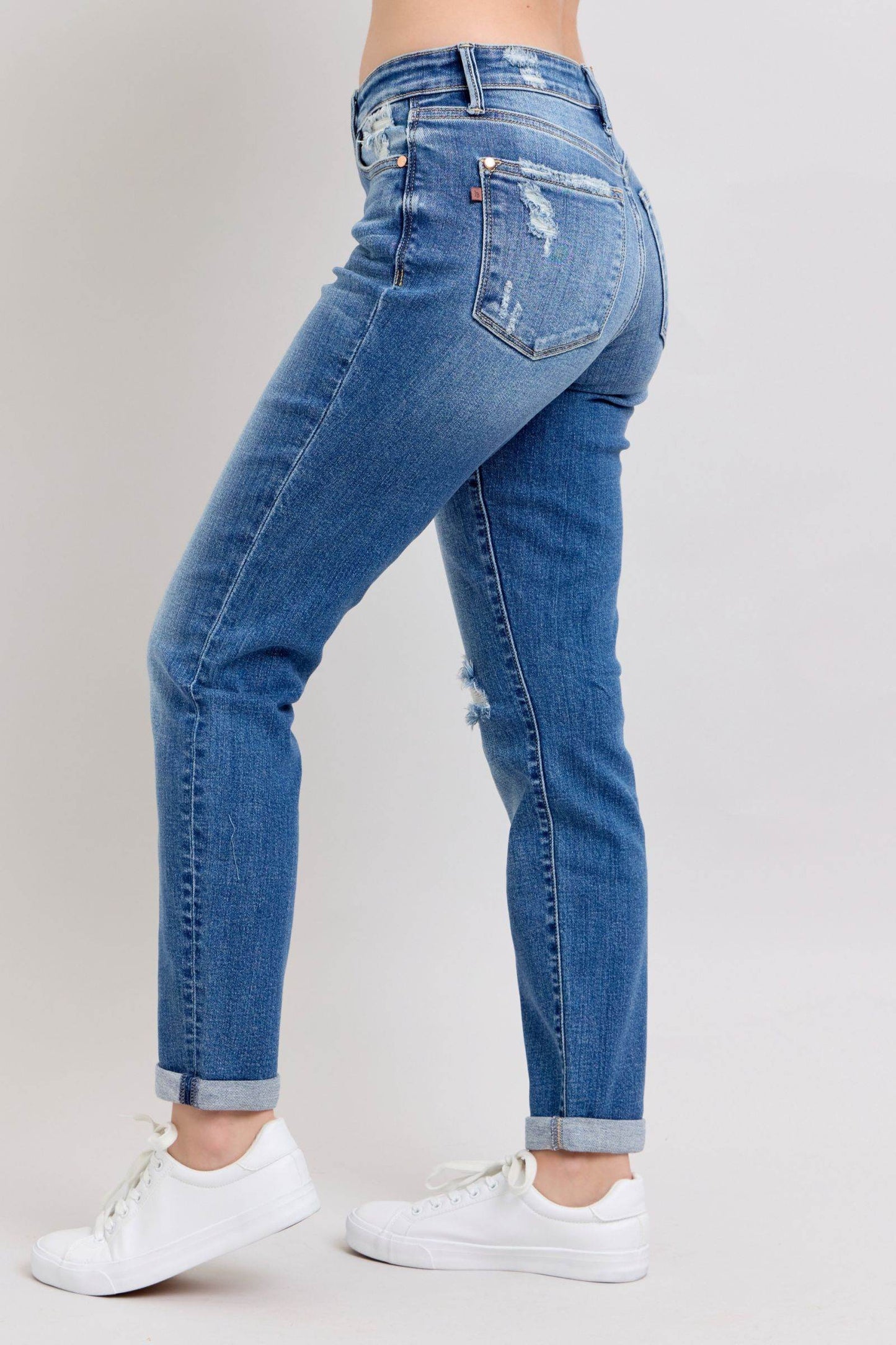 Judy Blue Full Size Button Fly Distressed Jeans with Pockets Plus Size - Shop Style & More | Fresh Looks, Everyday Deals & Free Shipping