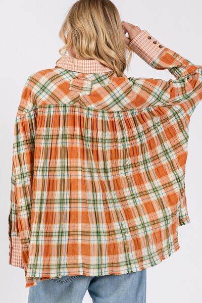 SAGE + FIG Side Slit Plaid Button Down Long Sleeve Shirt - Shop Style & More | Fresh Looks, Everyday Deals & Free Shipping