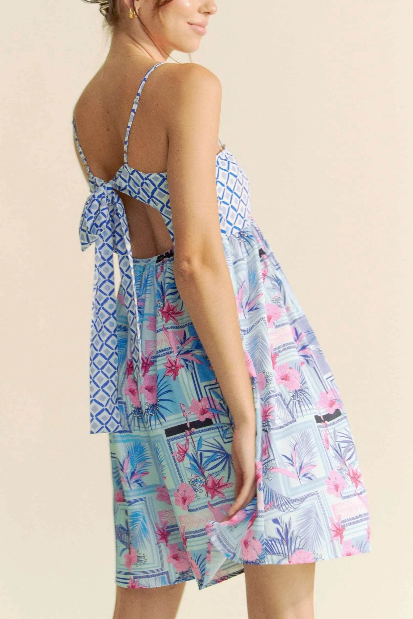 Davi & Dani Tropical Floral Geo Print Tie Back Tube Top Romper - Shop Style & More | Fresh Looks, Everyday Deals & Free Shipping
