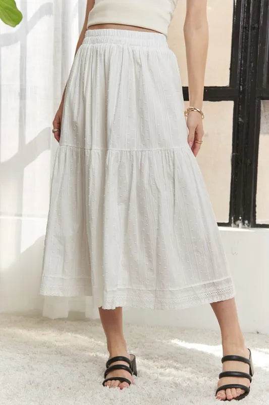 ADORA Elastic Waistband Tiered Midi Skirt - Shop Style & More | Fresh Looks, Everyday Deals & Free Shipping