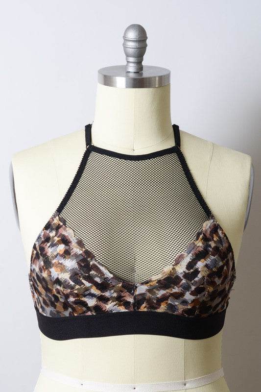 Plus Size Mesh Print High Neck Bralette - Shop Style & More | Fresh Looks, Everyday Deals & Free Shipping