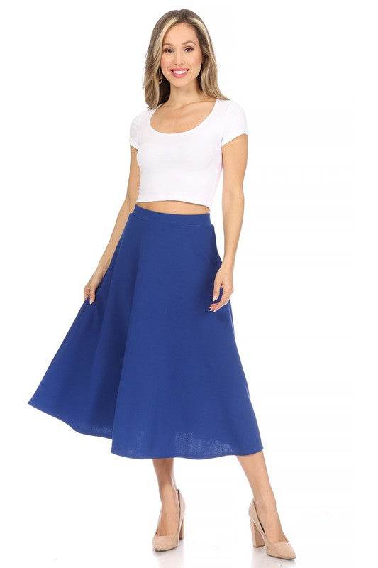 Solid high waisted, A-line, midi skirt - Shop Style & More | Fresh Looks, Everyday Deals & Free Shipping