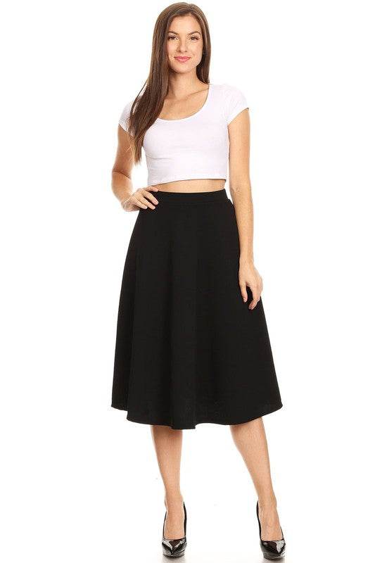 Solid high waisted, A-line, midi skirt - Shop Style & More | Fresh Looks, Everyday Deals & Free Shipping