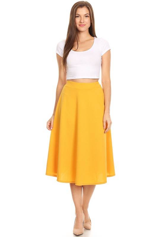 Solid high waisted, A-line, midi skirt - Shop Style & More | Fresh Looks, Everyday Deals & Free Shipping