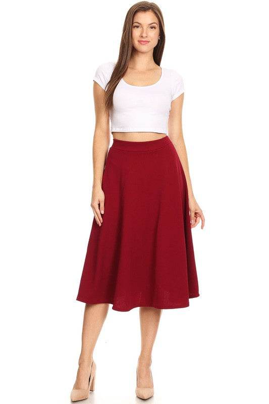 Solid high waisted, A-line, midi skirt - Shop Style & More | Fresh Looks, Everyday Deals & Free Shipping