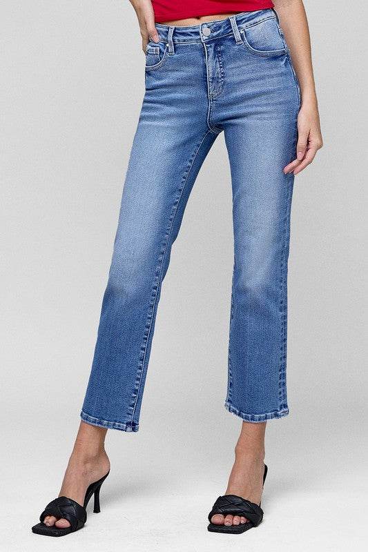 RISEN Full Size Tummy Control High Rise Crop Straight Jeans Plus Size - Shop Style & More | Fresh Looks, Everyday Deals & Free Shipping