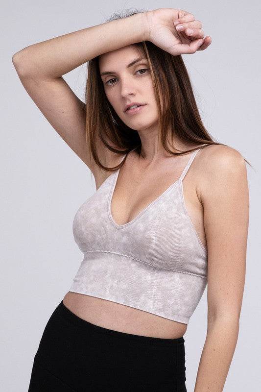 Washed Ribbed Bra Padded Tank Top - Shop Style & More | Fresh Looks, Everyday Deals & Free Shipping