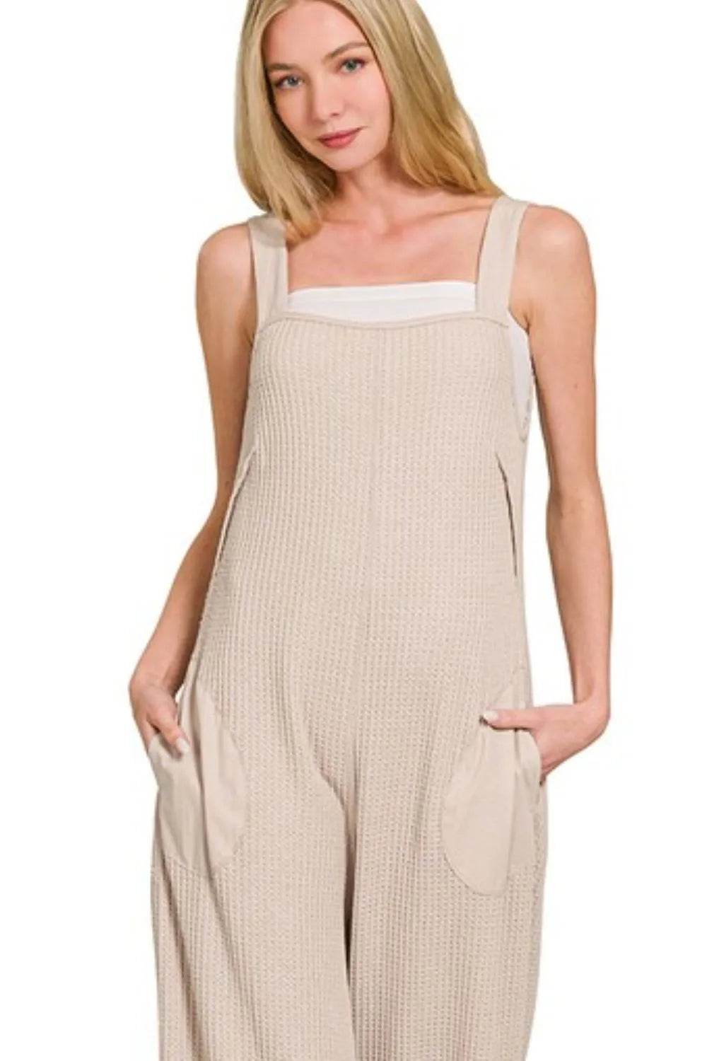 Zenana Knit Waffle Wide Leg Overalls - Shop Style & More | Fresh Looks, Everyday Deals & Free Shipping