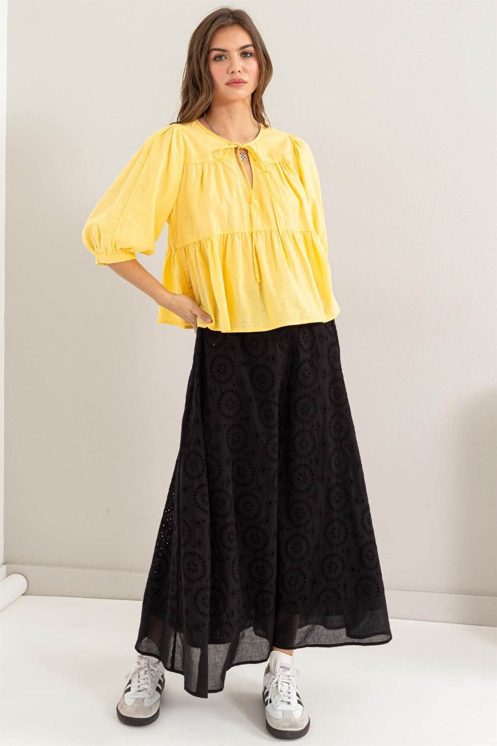 HYFVE Eyelet High-Waist Midi Skirt - Shop Style & More | Fresh Looks, Everyday Deals & Free Shipping