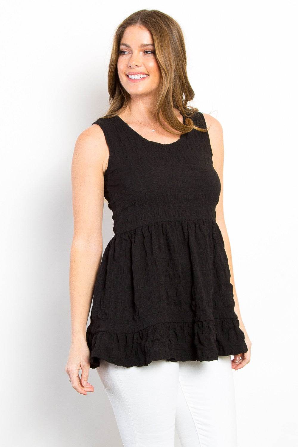 Be Stage Ruffled Sleeveless Babydoll Top - Shop Style & More | Fresh Looks, Everyday Deals & Free Shipping