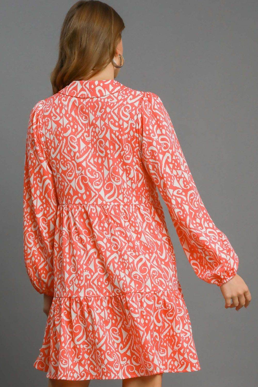 Umgee Full Size Two Tone Print Balloon Sleeve Tiered Dress Plus Size - Shop Style & More | Fresh Looks, Everyday Deals & Free Shipping