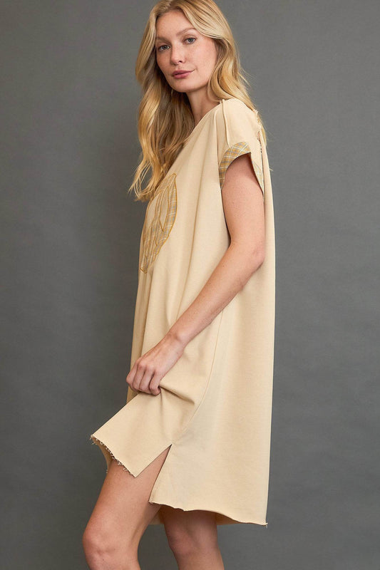 Umgee Peace Plaid Applique Short Sleeve Mini Dress - Shop Style & More | Fresh Looks, Everyday Deals & Free Shipping