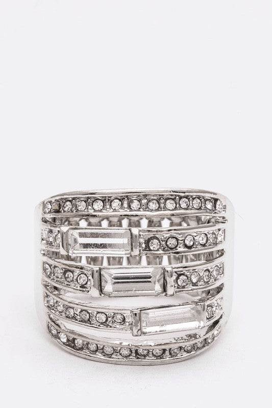 Crystal Baguette Stretch Cocktail Ring - Shop Style & More | Fresh Looks, Everyday Deals & Free Shipping