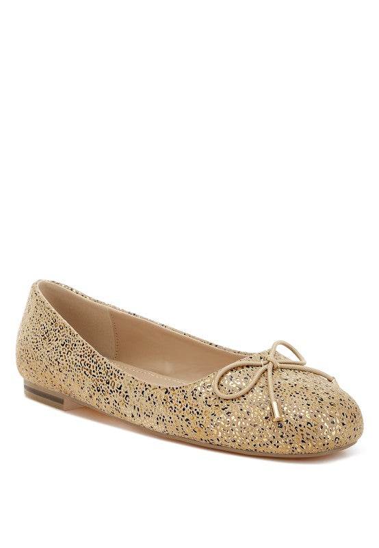 Apollon Bow Detail Foil Print Suede Ballerinas - Shop Style & More | Fresh Looks, Everyday Deals & Free Shipping