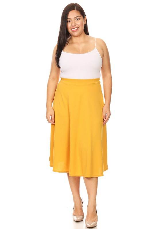 Solid high waisted, A-line, midi skirt - Shop Style & More | Fresh Looks, Everyday Deals & Free Shipping