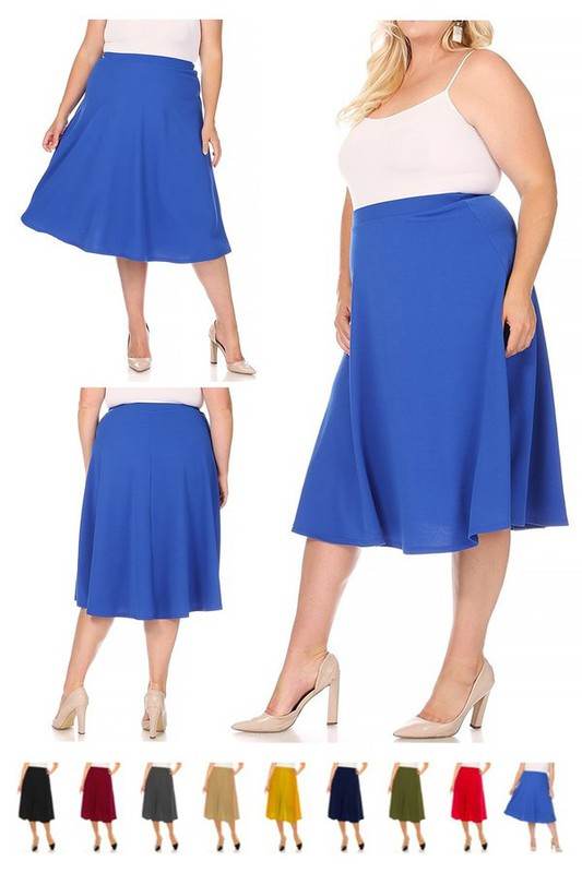 Solid high waisted, A-line, midi skirt - Shop Style & More | Fresh Looks, Everyday Deals & Free Shipping
