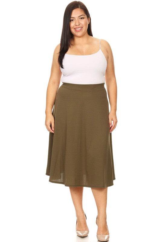 Solid high waisted, A-line, midi skirt - Shop Style & More | Fresh Looks, Everyday Deals & Free Shipping