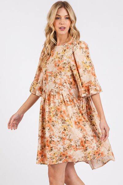 Mittoshop Flower Print Linen Blend Babydoll Mini Dress - Shop Style & More | Fresh Looks, Everyday Deals & Free Shipping
