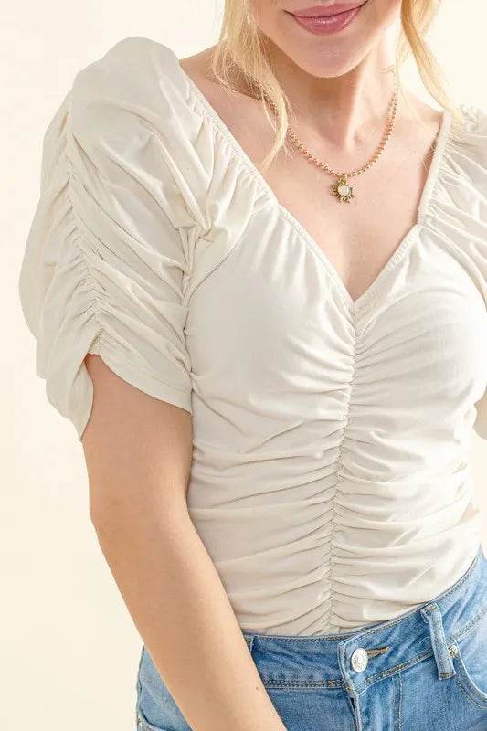 And The Why Buttery Soft Ruched Detailed Jersey Bodysuit - Shop Style & More | Fresh Looks, Everyday Deals & Free Shipping