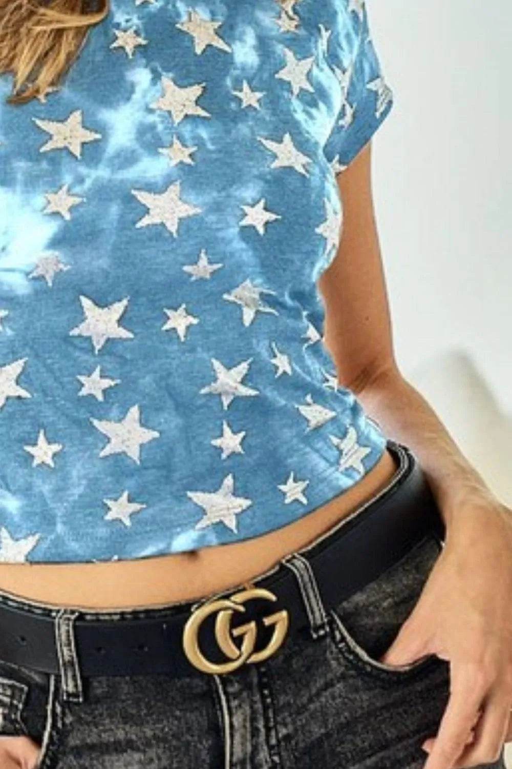 BiBi Star Print Knit Back Cut Out and Plaid Tied Top - Shop Style & More | Fresh Looks, Everyday Deals & Free Shipping