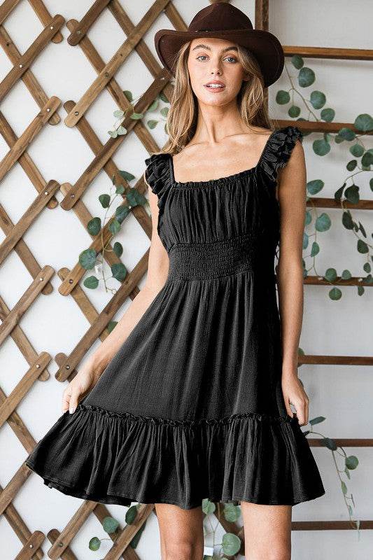 Ruched waist ruffled sleeveless dress - Shop Style & More | Fresh Looks, Everyday Deals & Free Shipping