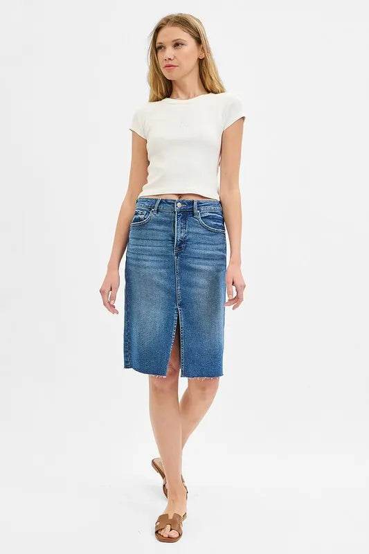 RISEN Full Size High Rise Front Slit Pencil Skirts Plus Size - Shop Style & More | Fresh Looks, Everyday Deals & Free Shipping