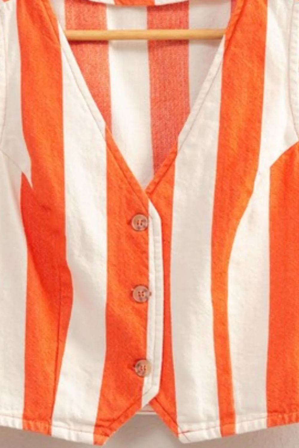 HYFVE Woven Striped V-Neck Button Down Vest - Shop Style & More | Fresh Looks, Everyday Deals & Free Shipping