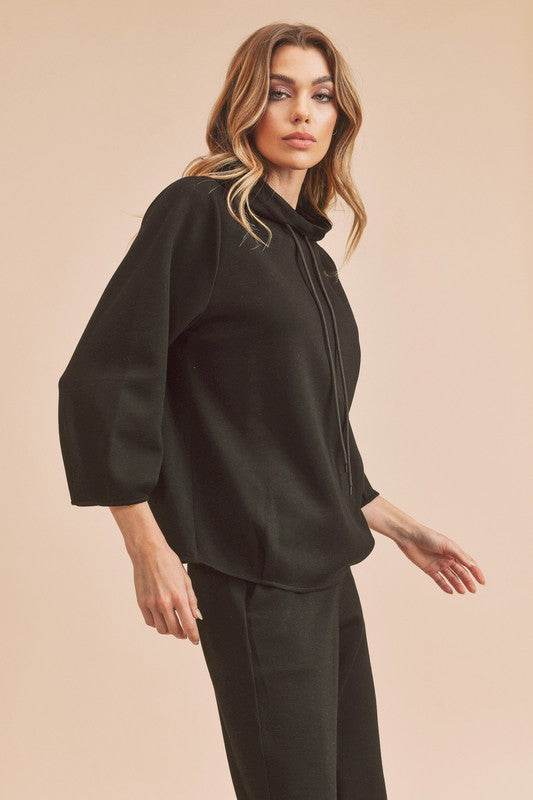 Aemi + Co Lightweight Drawstring Mock Neck Sweatshirt - Shop Style & More | Fresh Looks, Everyday Deals & Free Shipping