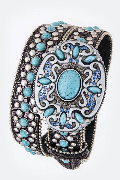 Turquoise Buckle Mix Studs Western Belt - Shop Style & More | Fresh Looks, Everyday Deals & Free Shipping