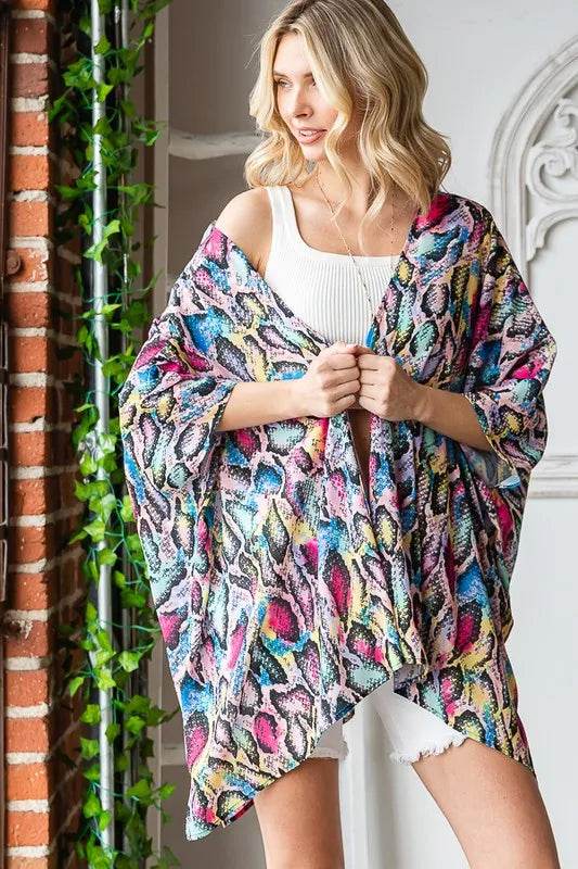 Heimish Full Size Multi Color Snake Open Cardigan Plus Size - Shop Style & More | Fresh Looks, Everyday Deals & Free Shipping