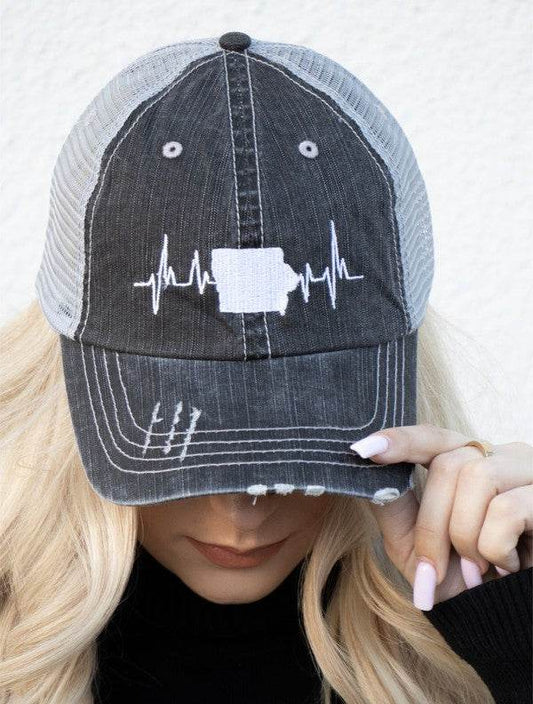 Sate of Iowa Heartbeat Embroidered Trucker - Shop Style & More | Fresh Looks, Everyday Deals & Free Shipping