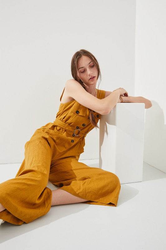PLUS SLEEVELESS SQUARE NECK BUTTON ANKLE JUMPSUIT - Shop Style & More | Fresh Looks, Everyday Deals & Free Shipping