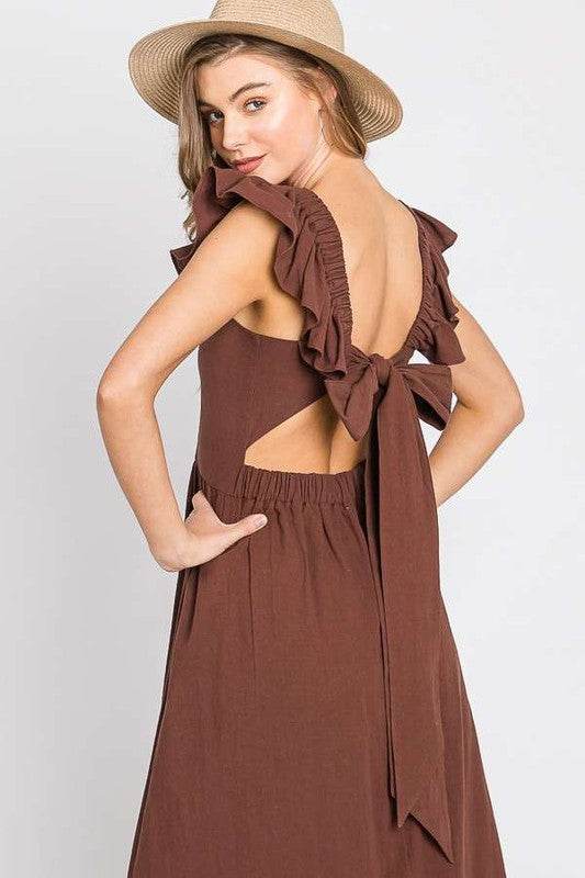 LINEN RUFFLE MID DRESS - Shop Style & More | Fresh Looks, Everyday Deals & Free Shipping