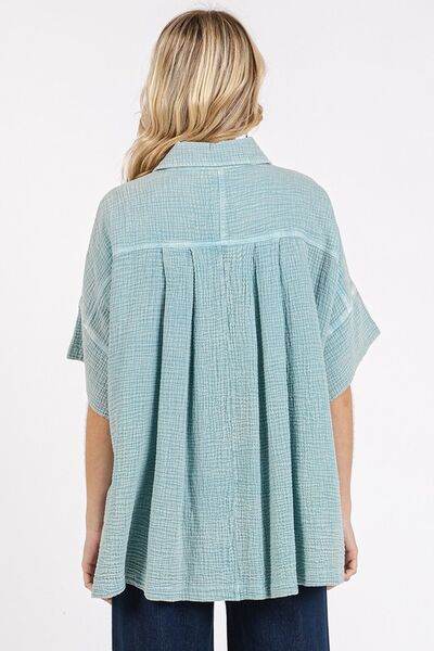 Mittoshop Mineral Wash Gauze Oversized Short Sleeve Shirt - Shop Style & More | Fresh Looks, Everyday Deals & Free Shipping