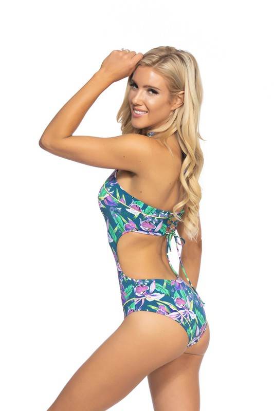 TEAL FLORAL HIGH NECK ONE PIECE - Shop Style & More | Fresh Looks, Everyday Deals & Free Shipping
