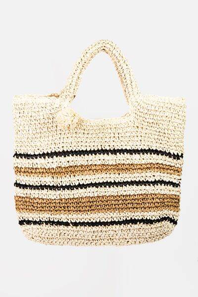 Fame Striped Straw Braided Tote Bag - Shop Style & More | Fresh Looks, Everyday Deals & Free Shipping