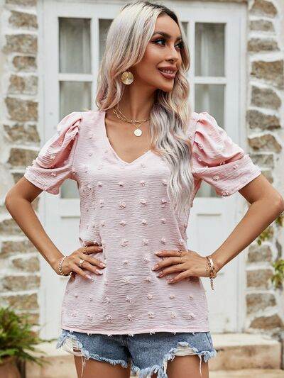 Swiss Dot Puff Sleeve Top - Short Puff Sleeve Design - Shop Style & More | Fresh Looks, Everyday Deals & Free Shipping