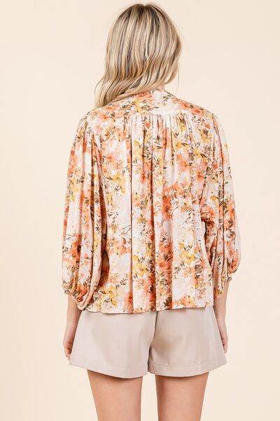 Mittoshop Flower Print Batwing Sleeve Button Down Blouse - Shop Style & More | Fresh Looks, Everyday Deals & Free Shipping