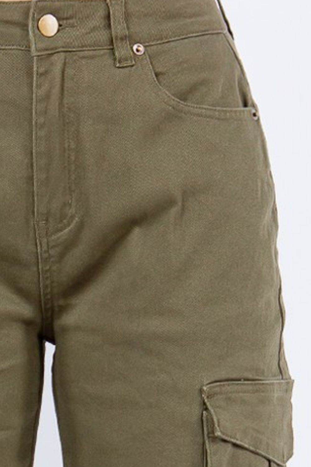American Bazi Full Size Button Waist High Rise Cargo Pants Plus Size - Shop Style & More | Fresh Looks, Everyday Deals & Free Shipping