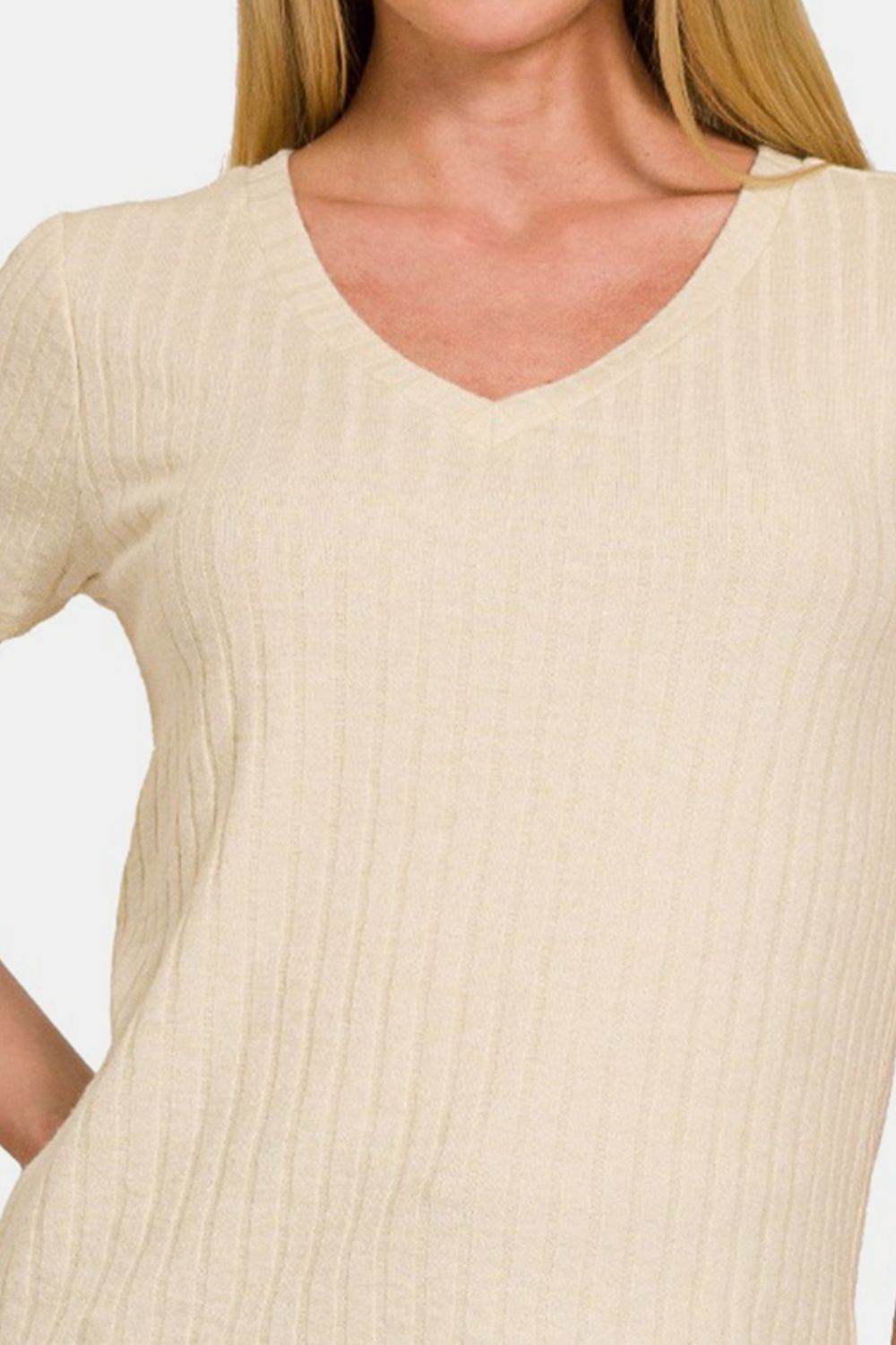 Zenana Ribbed Short Sleeve T-Shirt - Shop Style & More | Fresh Looks, Everyday Deals & Free Shipping