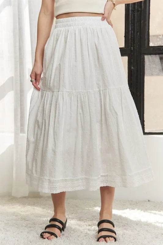 ADORA Elastic Waistband Tiered Midi Skirt - Shop Style & More | Fresh Looks, Everyday Deals & Free Shipping
