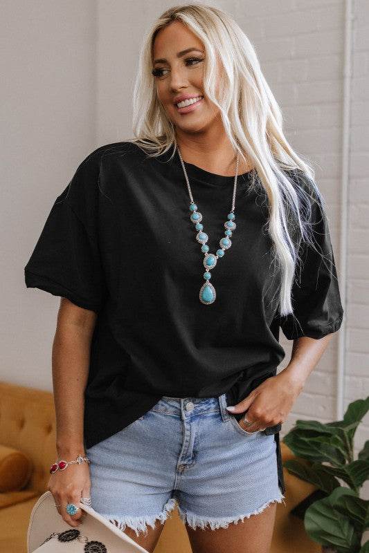 Ayra Loose Half Sleeve Hi Low Hem Top - Shop Style & More | Fresh Looks, Everyday Deals & Free Shipping