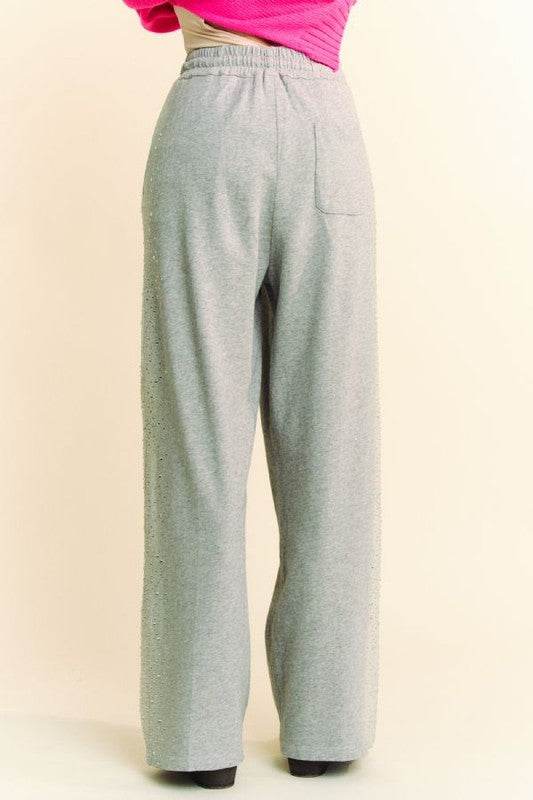 Davi & Dani Rhinestone Elastic Waist Wide Leg Pants - Shop Style & More | Fresh Looks, Everyday Deals & Free Shipping