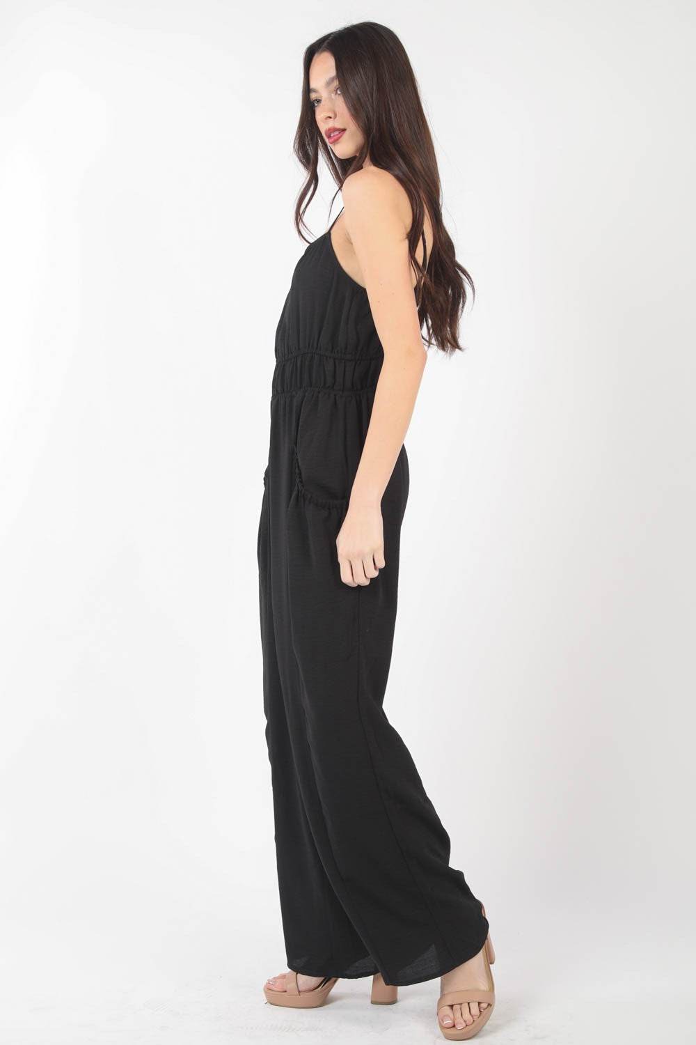 VERY J Pintuck Detail Woven Sleeveless Jumpsuit - Shop Style & More | Fresh Looks, Everyday Deals & Free Shipping
