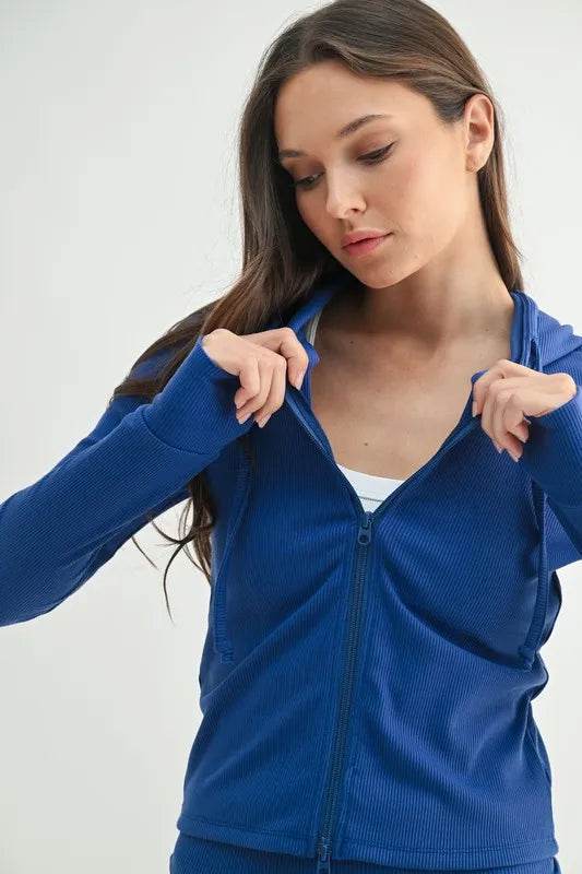 MONO B Ribbed Long Sleeve Hoodie - Shop Style & More | Fresh Looks, Everyday Deals & Free Shipping